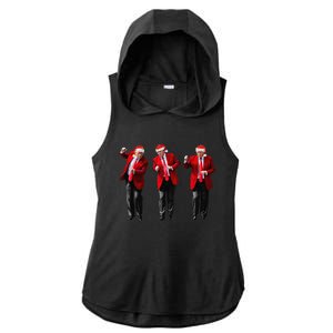 Christmas Donald Trump President 2024 Dancing Funny Santa Ladies PosiCharge Tri-Blend Wicking Draft Hoodie Tank