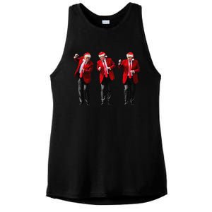 Christmas Donald Trump President 2024 Dancing Funny Santa Ladies PosiCharge Tri-Blend Wicking Tank