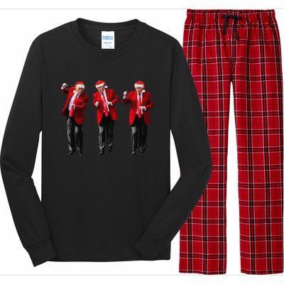 Christmas Donald Trump President 2024 Dancing Funny Santa Long Sleeve Pajama Set