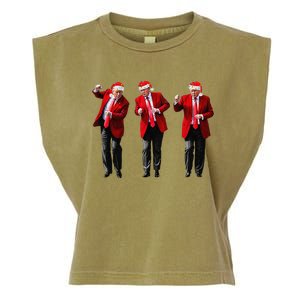 Christmas Donald Trump President 2024 Dancing Funny Santa Garment-Dyed Women's Muscle Tee