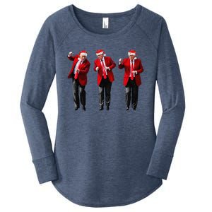 Christmas Donald Trump President 2024 Dancing Funny Santa Women's Perfect Tri Tunic Long Sleeve Shirt