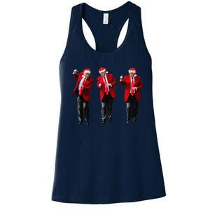 Christmas Donald Trump President 2024 Dancing Funny Santa Women's Racerback Tank