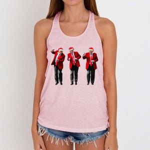 Christmas Donald Trump President 2024 Dancing Funny Santa Women's Knotted Racerback Tank