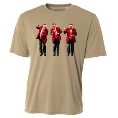 Christmas Donald Trump President 2024 Dancing Funny Santa Cooling Performance Crew T-Shirt