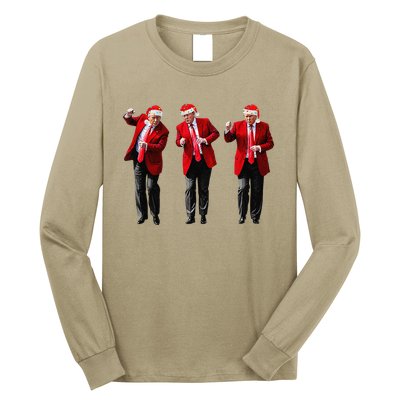 Christmas Donald Trump President 2024 Dancing Funny Santa Long Sleeve Shirt