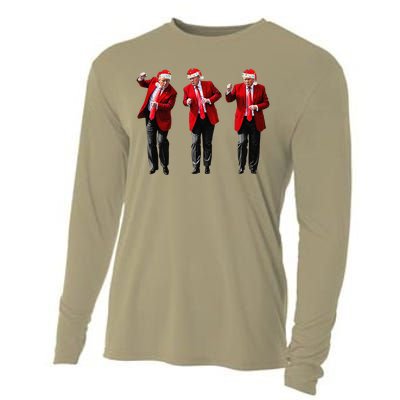 Christmas Donald Trump President 2024 Dancing Funny Santa Cooling Performance Long Sleeve Crew