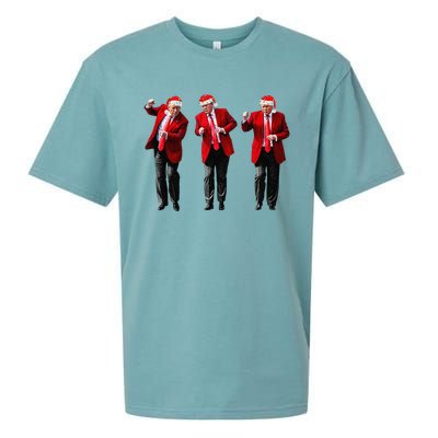 Christmas Donald Trump President 2024 Dancing Funny Santa Sueded Cloud Jersey T-Shirt