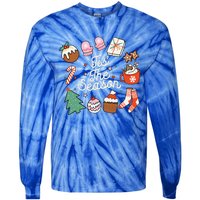 Christmas Doodles Tis The Season Retro Holiday Cookies Tree Tie-Dye Long Sleeve Shirt