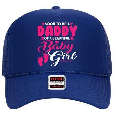 Cute Dad To Be Soon To Be A Daddy Gift High Crown Mesh Back Trucker Hat