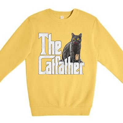 Cat Dad The Catfather Crazy Cat Father Kitty Daddy Premium Crewneck Sweatshirt