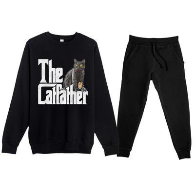 Cat Dad The Catfather Crazy Cat Father Kitty Daddy Premium Crewneck Sweatsuit Set