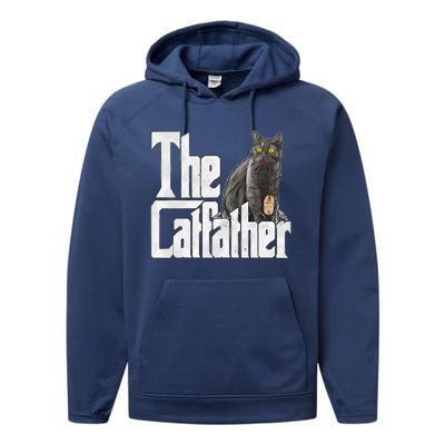 Cat Dad The Catfather Crazy Cat Father Kitty Daddy Performance Fleece Hoodie