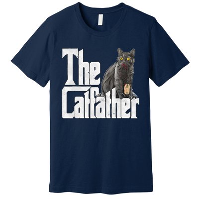 Cat Dad The Catfather Crazy Cat Father Kitty Daddy Premium T-Shirt