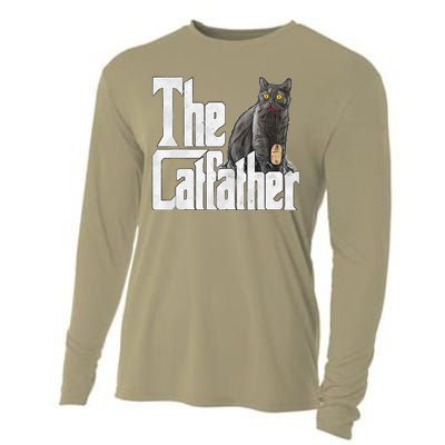 Cat Dad The Catfather Crazy Cat Father Kitty Daddy Cooling Performance Long Sleeve Crew