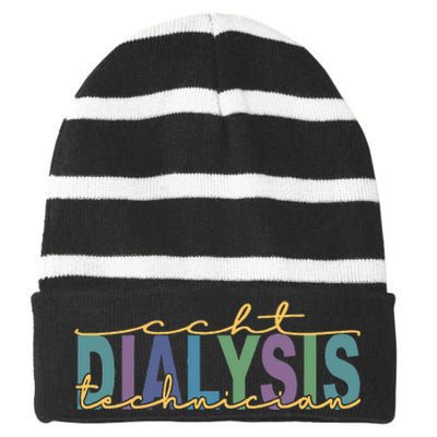 CCHT Dialysis Technician Hemodialysis Funny Kidney Dialysis Striped Beanie with Solid Band