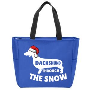 Christmas Dashing Through The Snow Dachshund Gift Cute Gift Zip Tote Bag