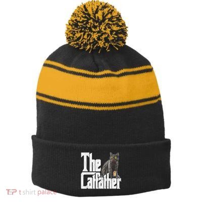 Cat Dad The Catfather Crazy Cat Father Kitty Daddy Stripe Pom Pom Beanie