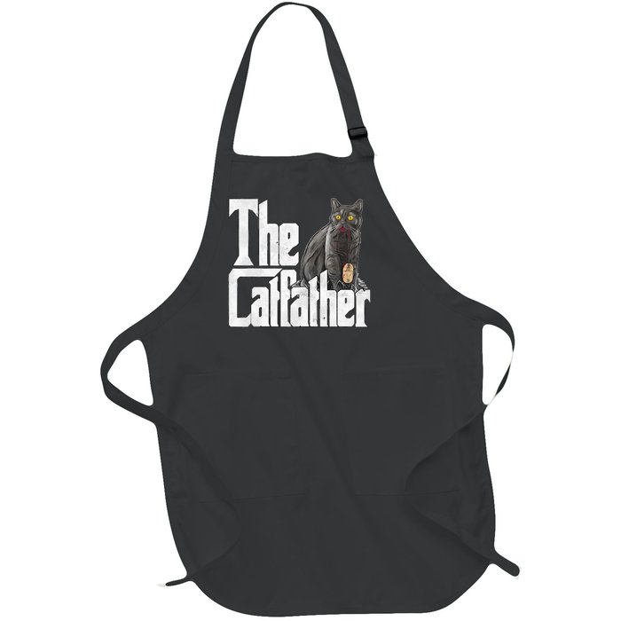 Cat Dad The Catfather Crazy Cat Father Kitty Daddy Full-Length Apron With Pockets