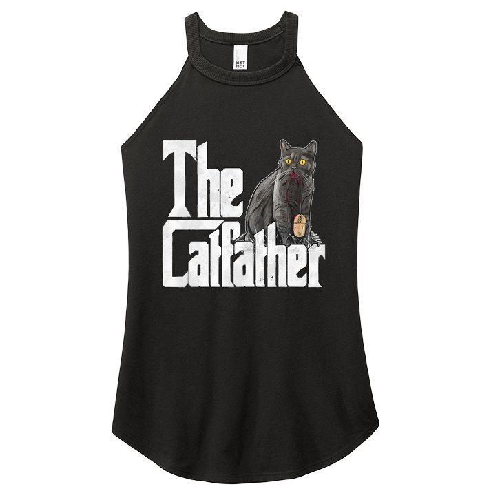 Cat Dad The Catfather Crazy Cat Father Kitty Daddy Women's Perfect Tri Rocker Tank