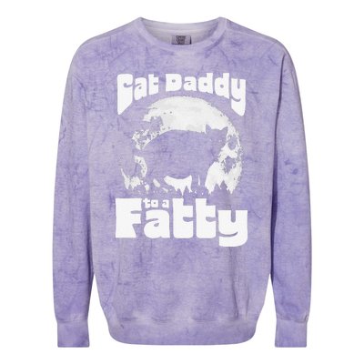 Cat Daddy To A Fatty! Funny Vintage Full Moon & Chonk Dad Colorblast Crewneck Sweatshirt