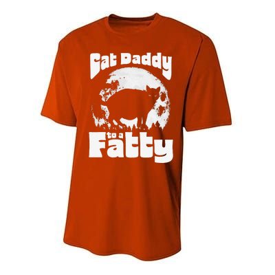 Cat Daddy To A Fatty! Funny Vintage Full Moon & Chonk Dad Performance Sprint T-Shirt