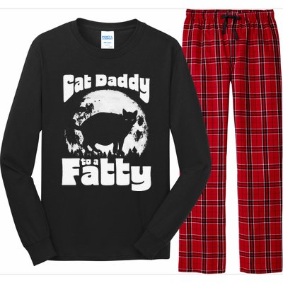 Cat Daddy To A Fatty! Funny Vintage Full Moon & Chonk Dad Long Sleeve Pajama Set