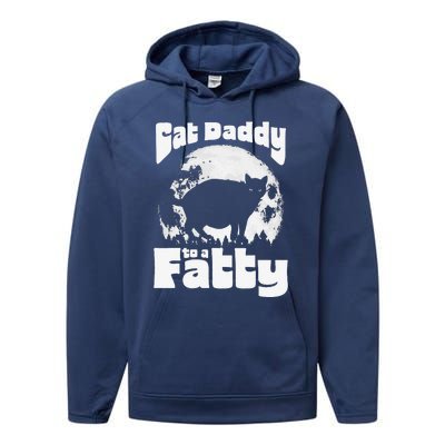 Cat Daddy To A Fatty! Funny Vintage Full Moon & Chonk Dad Performance Fleece Hoodie