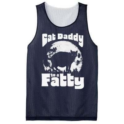 Cat Daddy To A Fatty! Funny Vintage Full Moon & Chonk Dad Mesh Reversible Basketball Jersey Tank