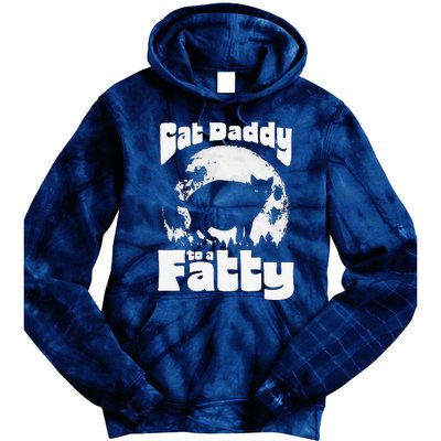 Cat Daddy To A Fatty! Funny Vintage Full Moon & Chonk Dad Tie Dye Hoodie