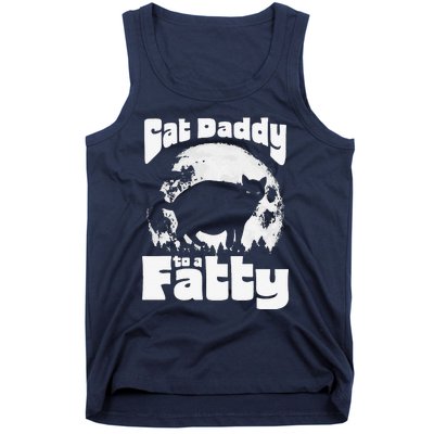 Cat Daddy To A Fatty! Funny Vintage Full Moon & Chonk Dad Tank Top