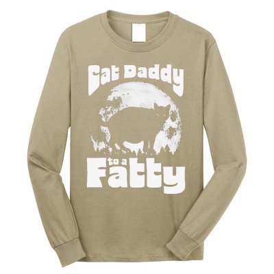 Cat Daddy To A Fatty! Funny Vintage Full Moon & Chonk Dad Long Sleeve Shirt