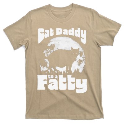 Cat Daddy To A Fatty! Funny Vintage Full Moon & Chonk Dad T-Shirt