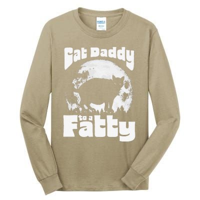 Cat Daddy To A Fatty! Funny Vintage Full Moon & Chonk Dad Tall Long Sleeve T-Shirt