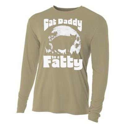 Cat Daddy To A Fatty! Funny Vintage Full Moon & Chonk Dad Cooling Performance Long Sleeve Crew