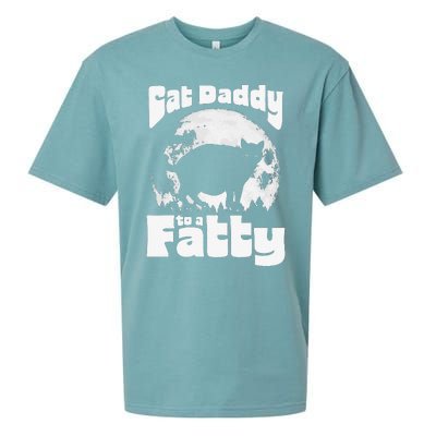 Cat Daddy To A Fatty! Funny Vintage Full Moon & Chonk Dad Sueded Cloud Jersey T-Shirt