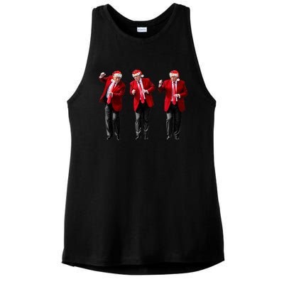 Christmas Donald Trump President 2024 Dancing Funny Santa Gift Ladies PosiCharge Tri-Blend Wicking Tank