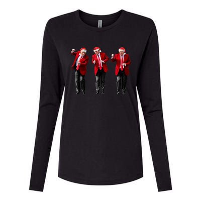 Christmas Donald Trump President 2024 Dancing Funny Santa Gift Womens Cotton Relaxed Long Sleeve T-Shirt