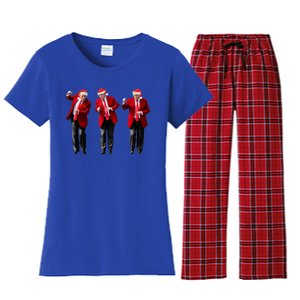 Christmas Donald Trump President 2024 Dancing Funny Santa Gift Women's Flannel Pajama Set