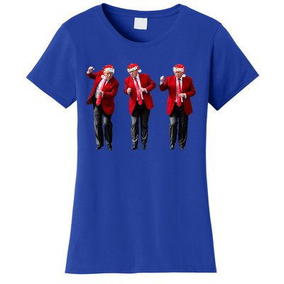 Christmas Donald Trump President 2024 Dancing Funny Santa Gift Women's T-Shirt