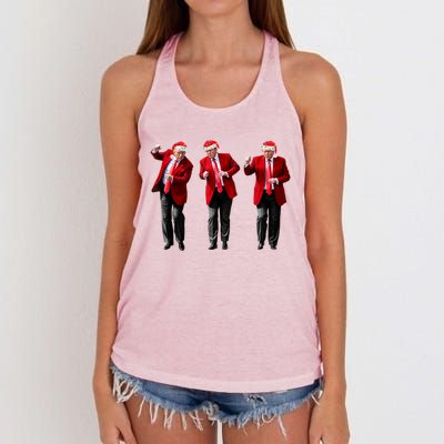 Christmas Donald Trump President 2024 Dancing Funny Santa Gift Women's Knotted Racerback Tank