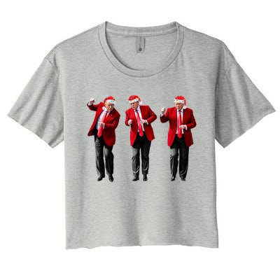 Christmas Donald Trump President 2024 Dancing Funny Santa Gift Women's Crop Top Tee