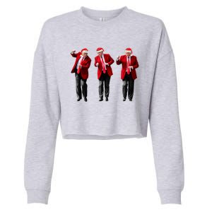 Christmas Donald Trump President 2024 Dancing Funny Santa Gift Cropped Pullover Crew