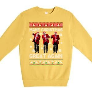 Christmas Donald Trump President 2024 Dancing Funny Santa Meaningful Gift Premium Crewneck Sweatshirt