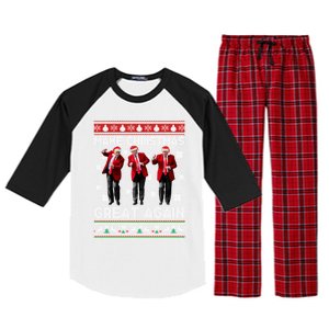 Christmas Donald Trump President 2024 Dancing Funny Santa Meaningful Gift Raglan Sleeve Pajama Set