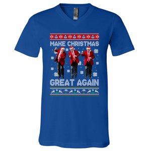 Christmas Donald Trump President 2024 Dancing Funny Santa Meaningful Gift V-Neck T-Shirt