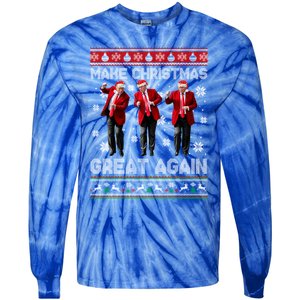 Christmas Donald Trump President 2024 Dancing Funny Santa Meaningful Gift Tie-Dye Long Sleeve Shirt