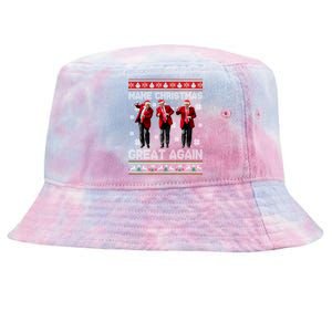 Christmas Donald Trump President 2024 Dancing Funny Santa Meaningful Gift Tie-Dyed Bucket Hat