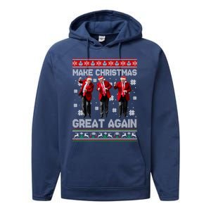 Christmas Donald Trump President 2024 Dancing Funny Santa Meaningful Gift Performance Fleece Hoodie