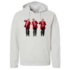 Christmas Donald Trump President 2024 Dancing Funny Santa Performance Fleece Hoodie