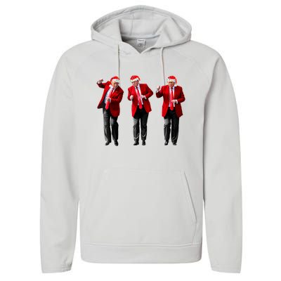 Christmas Donald Trump President 2024 Dancing Funny Santa Performance Fleece Hoodie